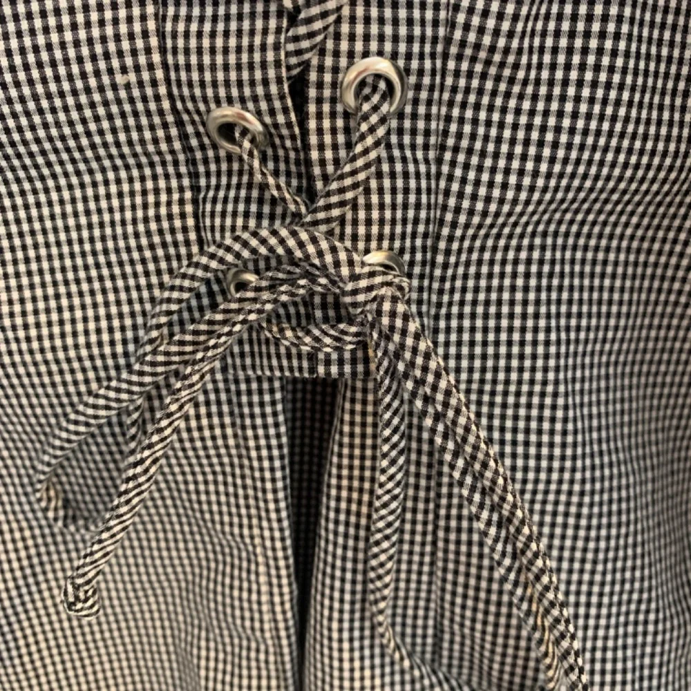 Sweet Grey Womens Top XL Gingham Corset Style Lace Up Side Zipper Whimsy Goth